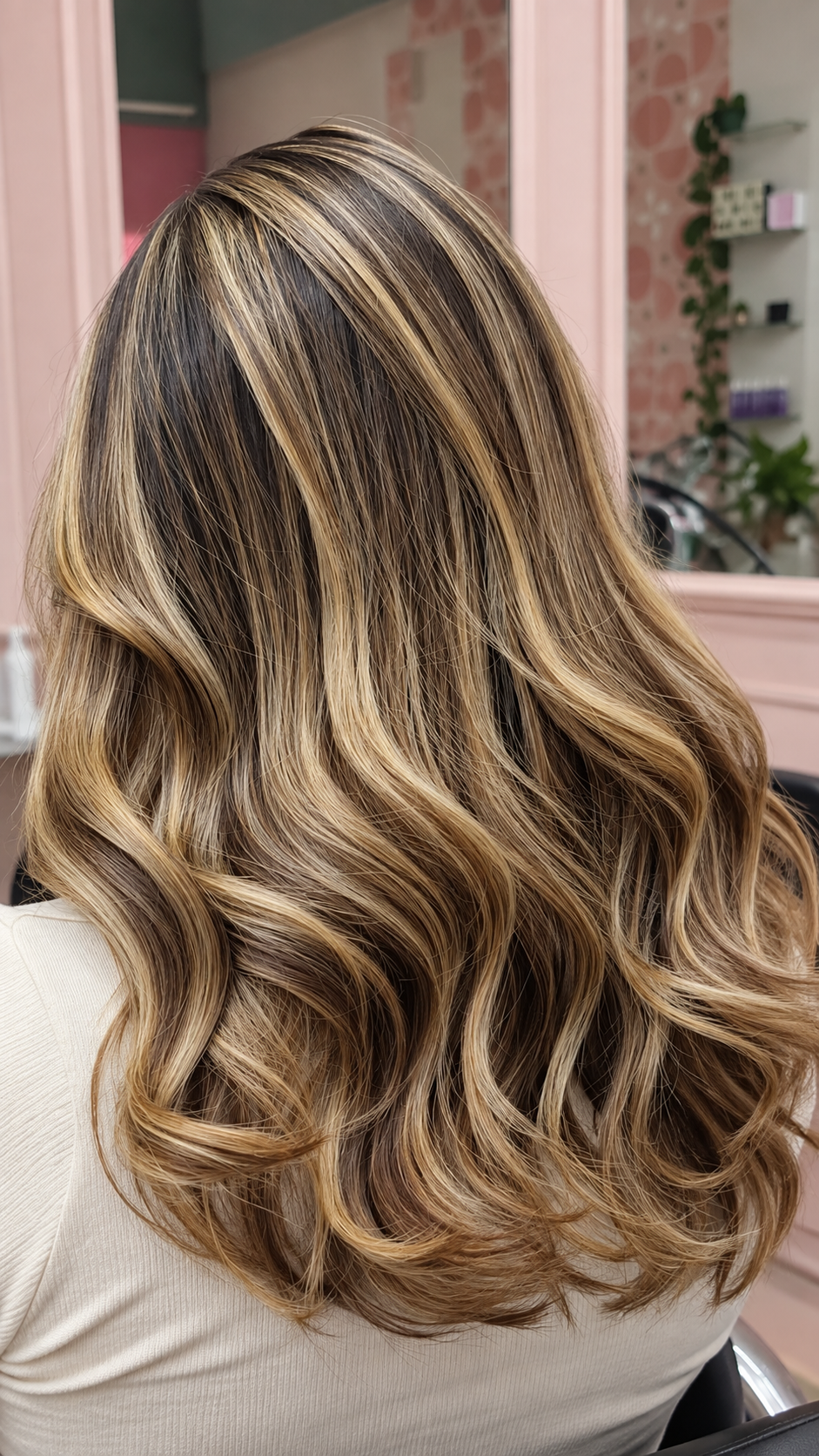 Cabelo loiro com mechas e ondas